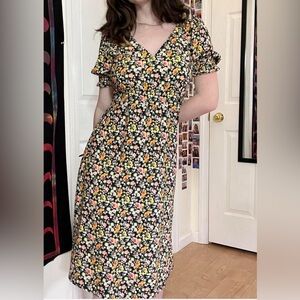 Loft midi Floral Short Sleeve women casual short sleeve Dress size 12